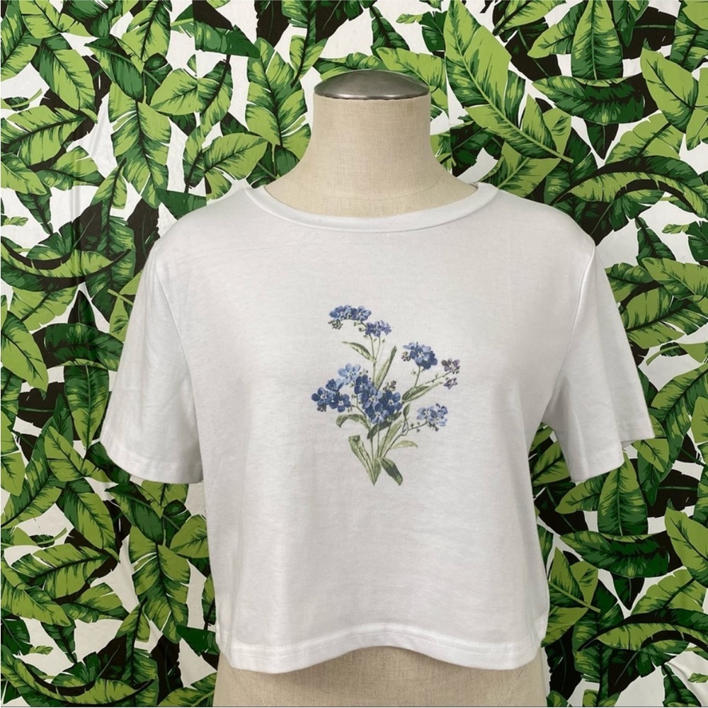 Romwe Crop Floral Graphic Tee 748